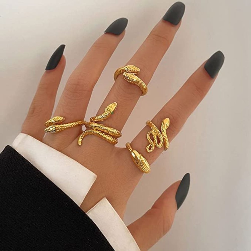 Women Butterfly Knuckle Rings Snake Rings Moon Star Rings Heart Stacking Rings - Picture 4 of 4